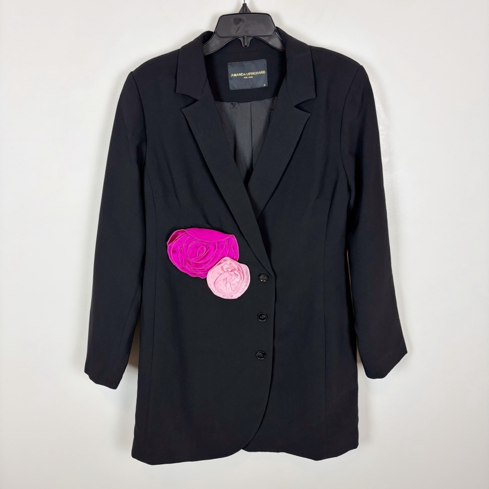 Amanda Uprichard Parnell With Silk Flowers Blazer Mini Dress Size XL - Picture 2 of 9